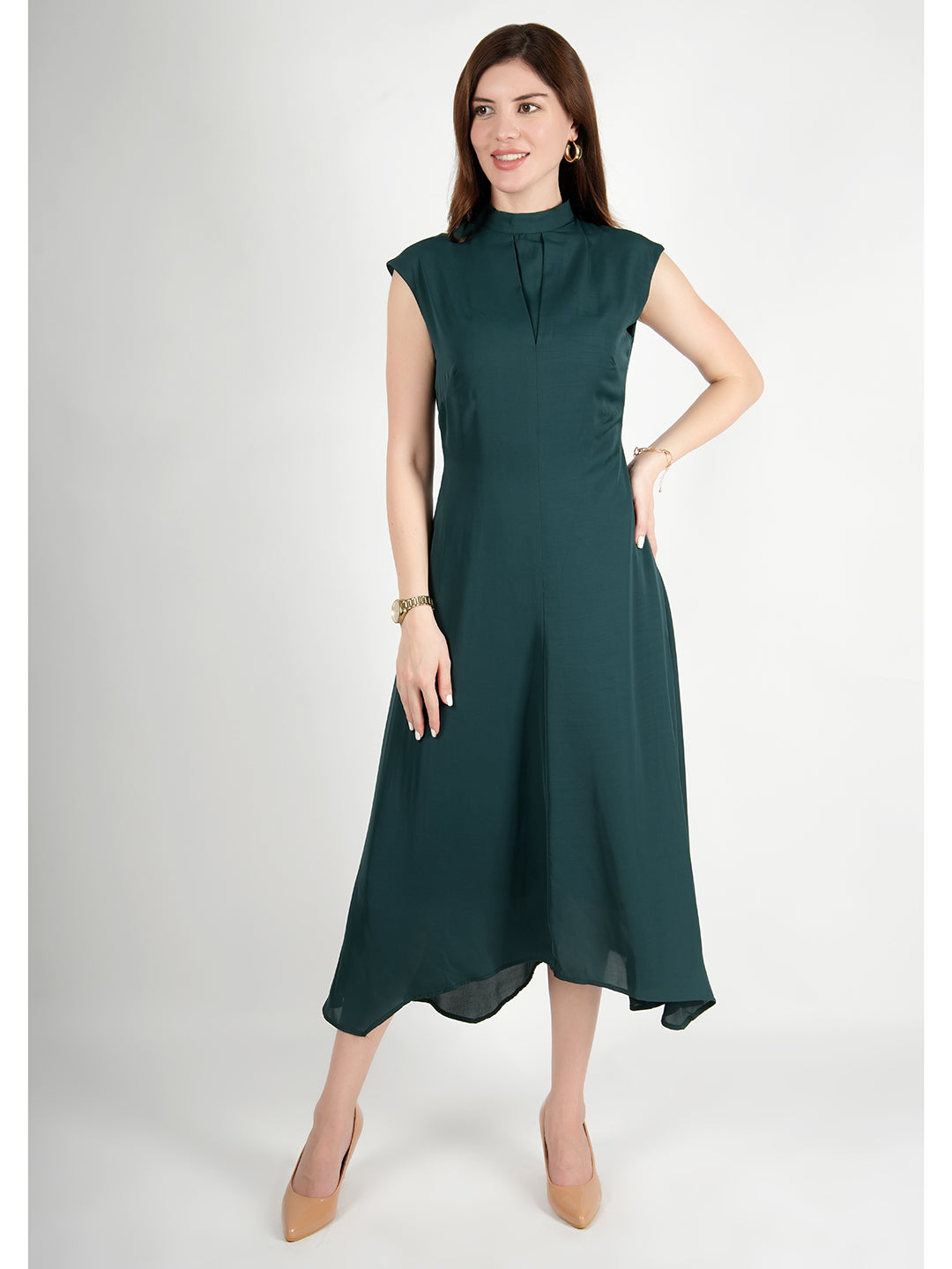Exude Vibrance Open Back Midi Dress Emerald Green Dresses