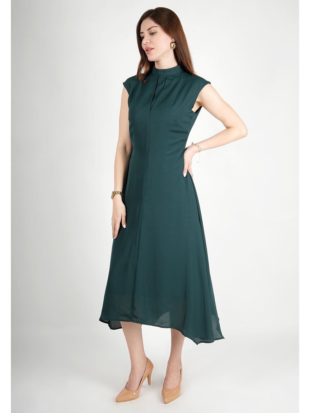 Exude Vibrance Open Back Midi Dress Emerald Green Dresses