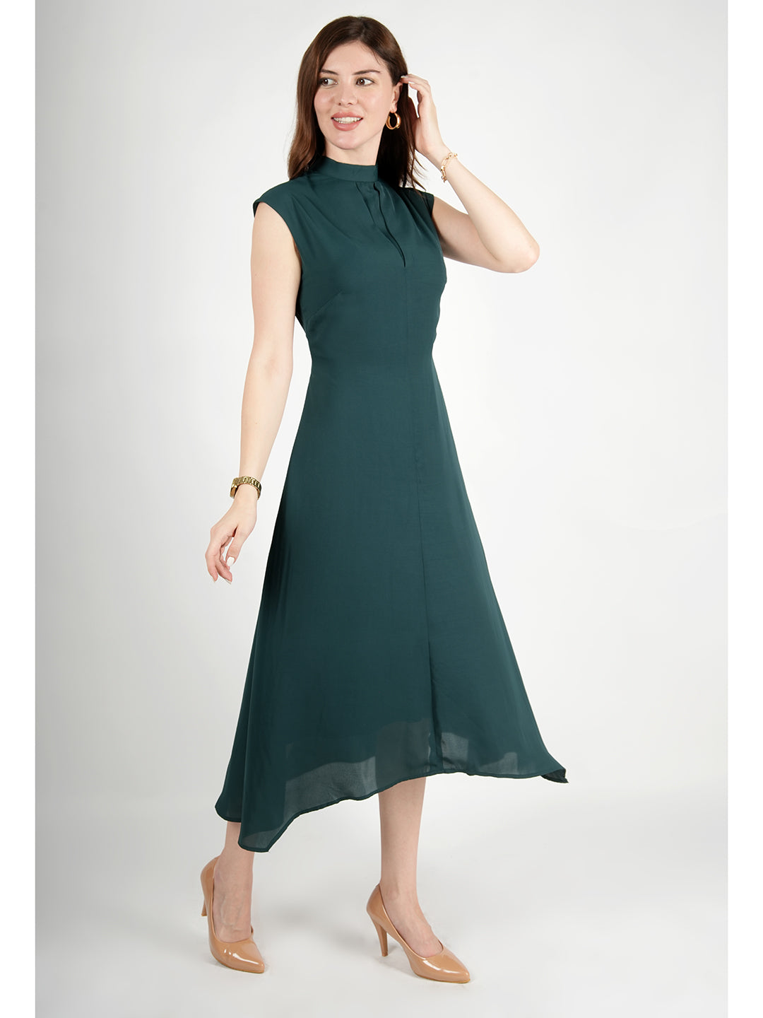 Exude Vibrance Open Back Midi Dress Emerald Green Dresses