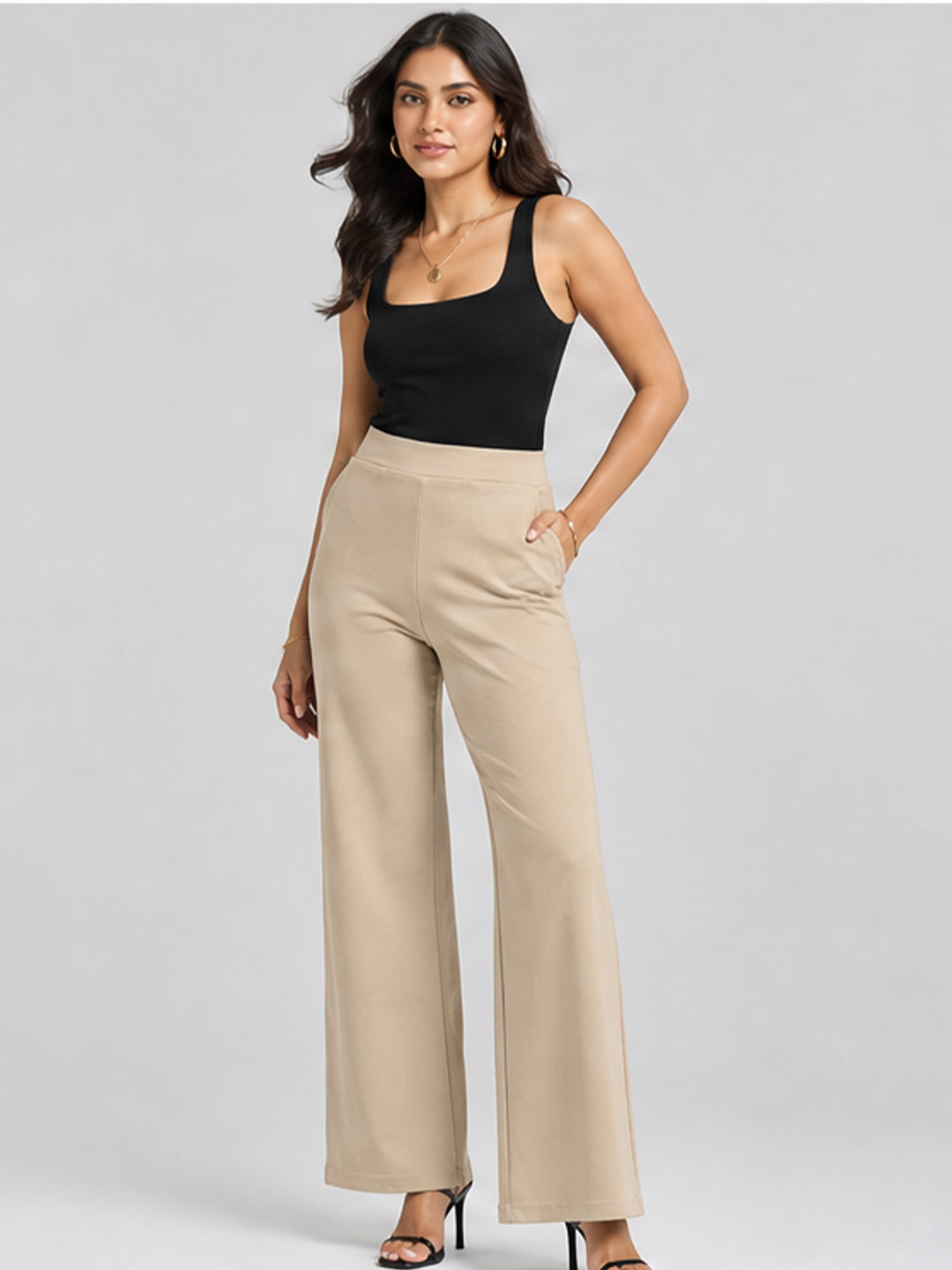 High-Waist Wide-Leg Trousers