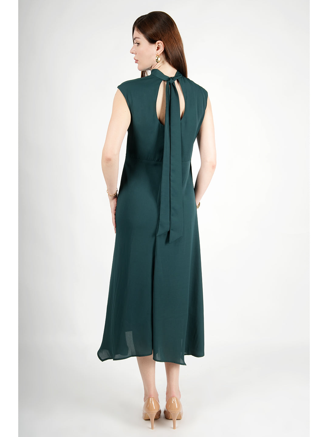 Exude Vibrance Open Back Midi Dress Emerald Green Dresses