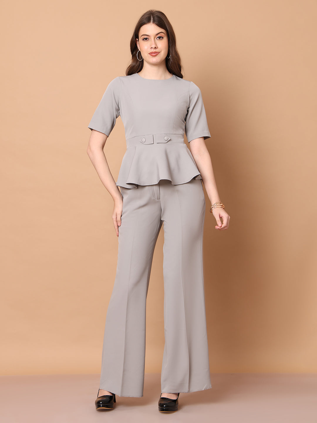 Exude Chic Revolution A-line Top Grey Tops