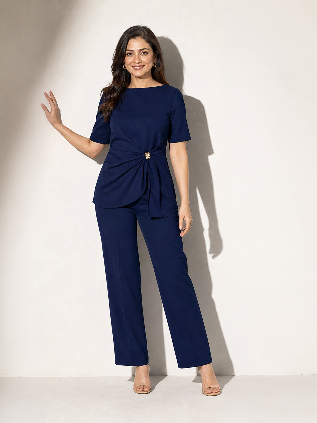 Navy Knot-Detail Co-ord Set
