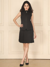 Exude Pleat & Polish Skirt and Waistcoat Set Black