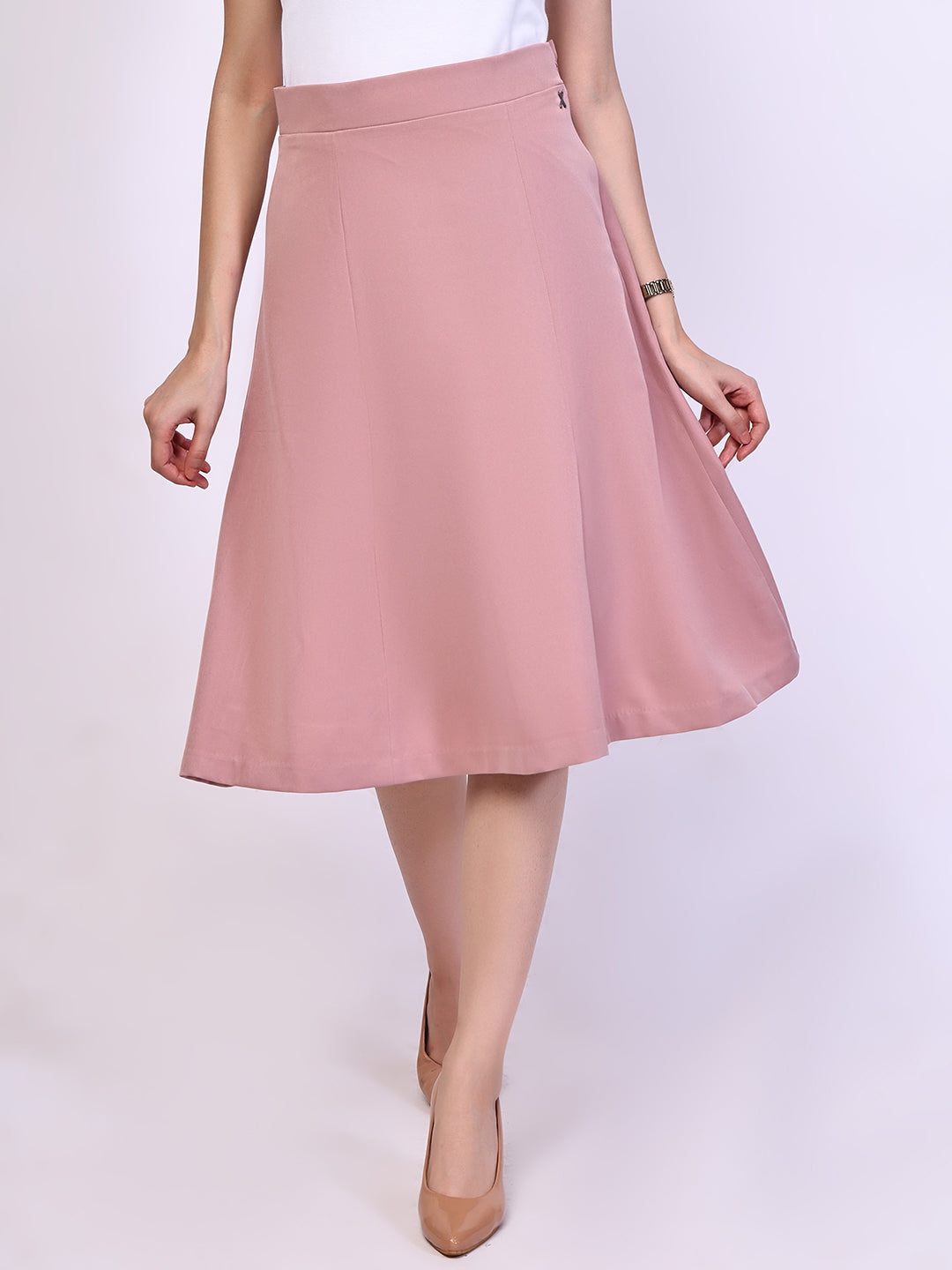 Exude Loyalty Solid A-line Skirt Dusky Pink Skirt