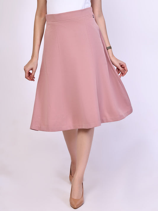 Exude Loyalty Solid A-line Skirt (Dusky Pink)