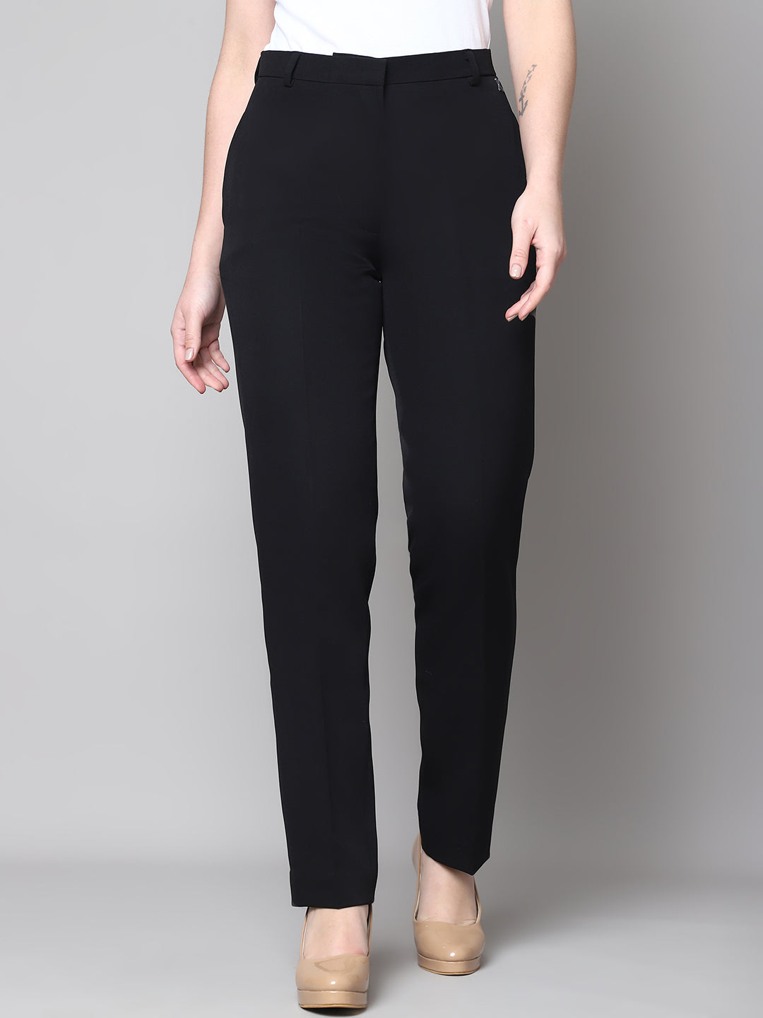 Exude Empathy & Edge Straight Fit Trouser Black Trouser