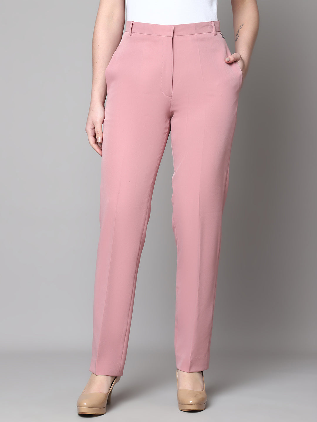 Exude Empathy & Edge Straight Fit Trouser Dusty Pink