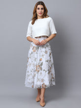 Exude White Bloom Co-ord with Skirt and Top