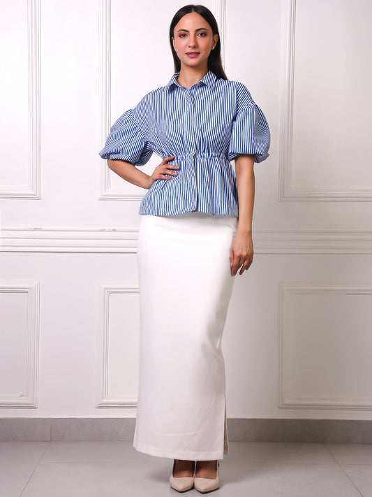 Exude Riviera Puff Sleeve Peplum Co-ord Set