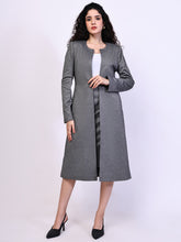 Exude Crowned Confidence Long Blazer and Midi A-line Skirt (Black-White)
