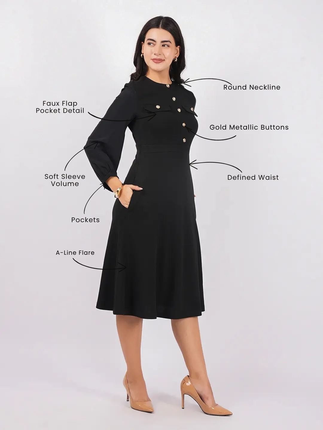 Exude Rivera Pocket Midi Dress
