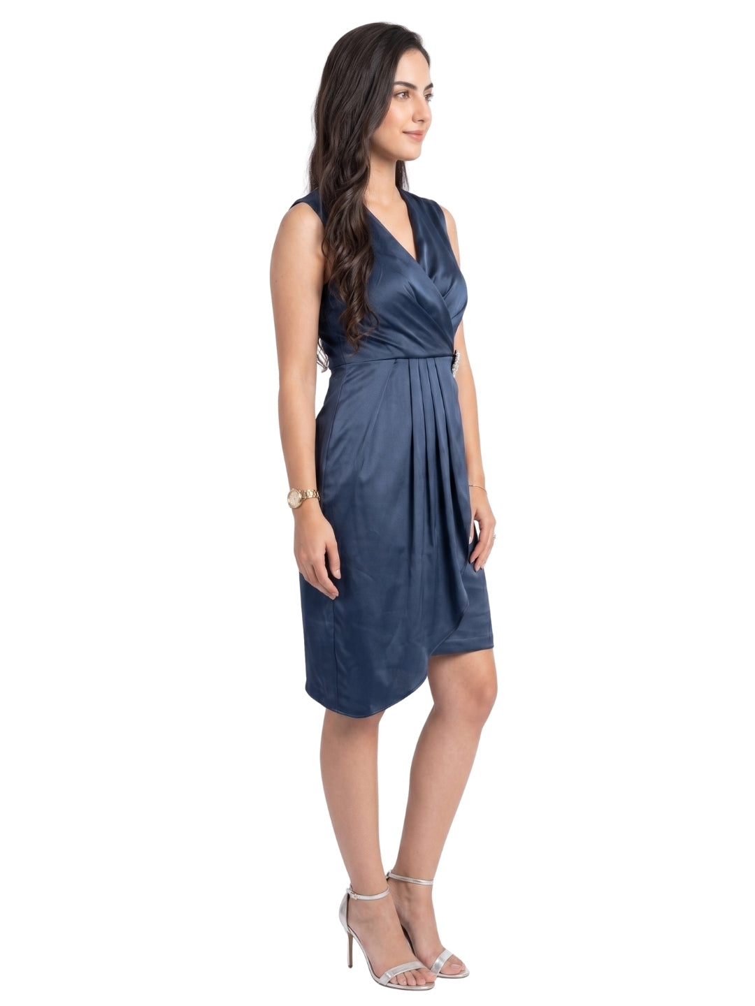 Exude Midnight Charm Satin Dress