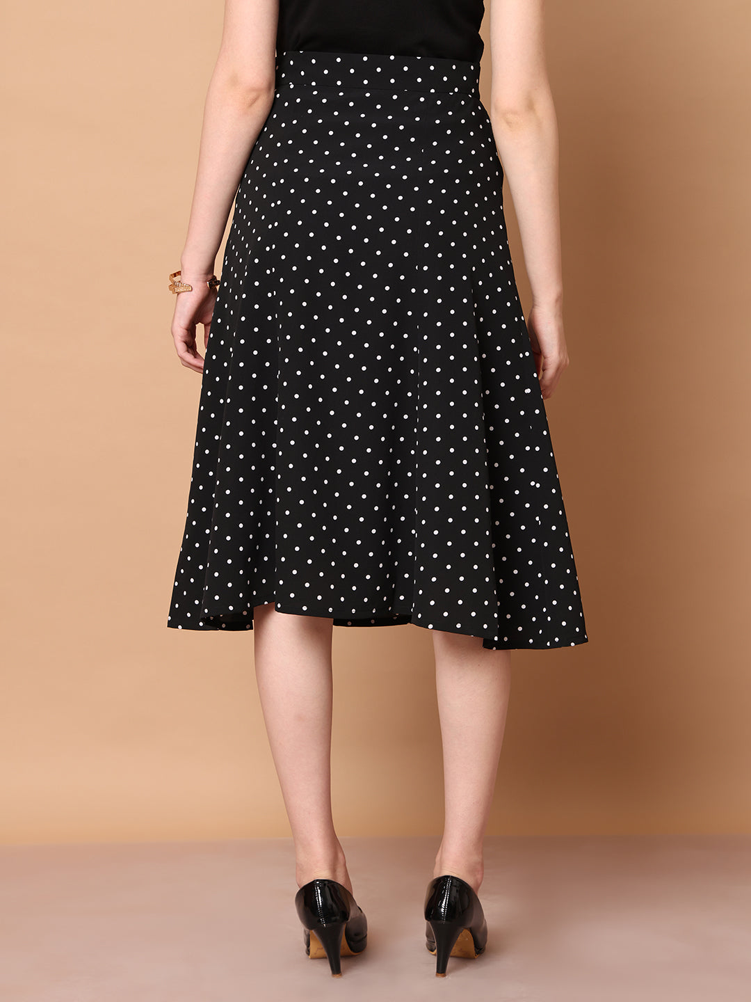 Exude Sculpted Styles Polka Dot Skirt Black Skirts