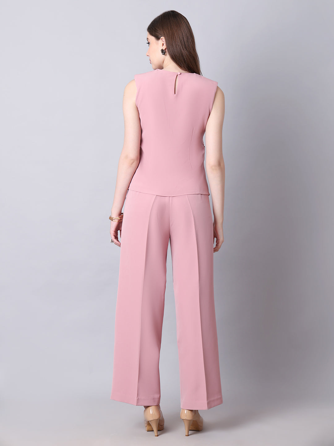 Exude Mystique Moments Shoulder and Side Pleat Top Dusty Pink Tops