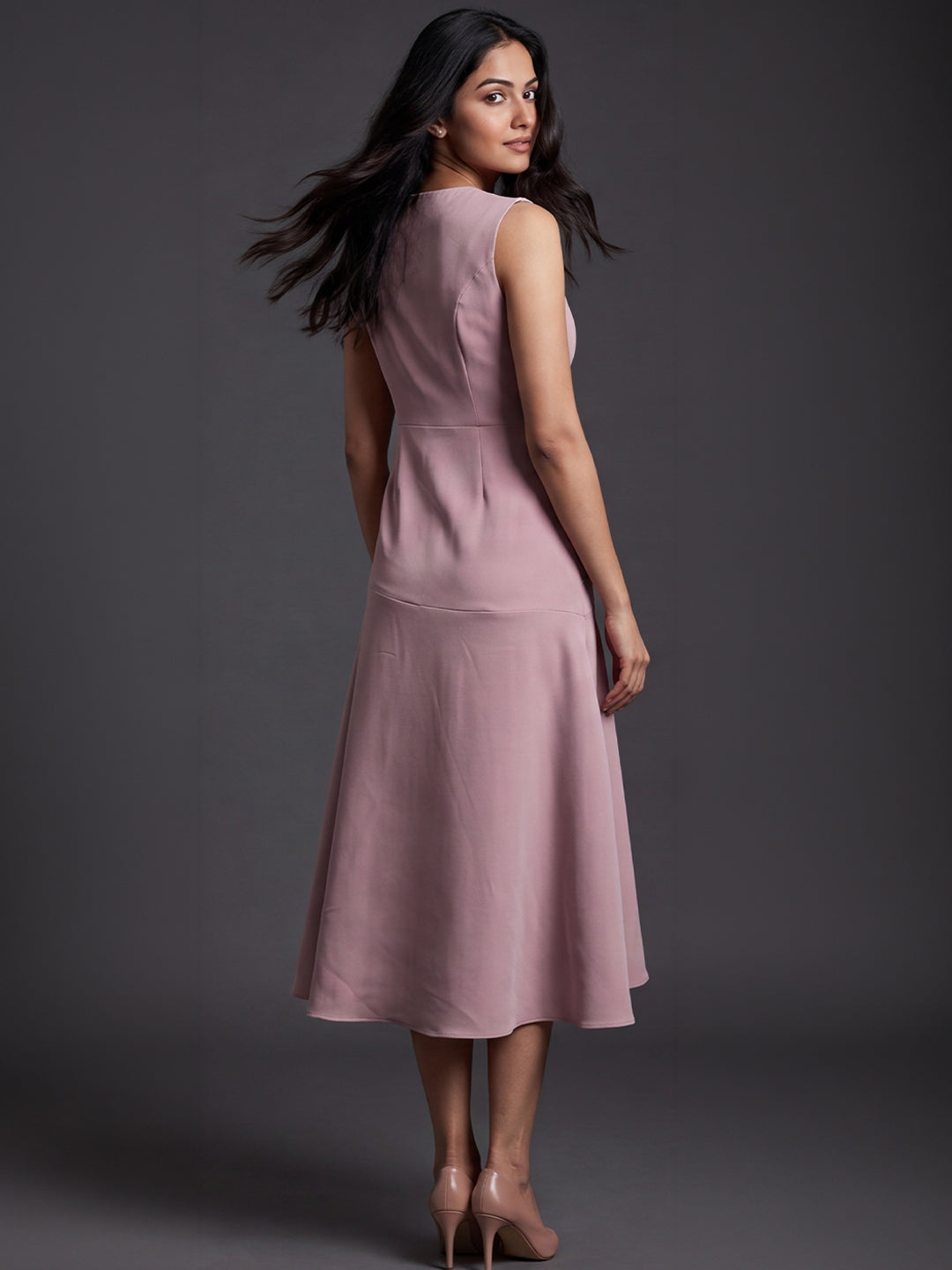 Exude Women Lime Green Draped Wrap Midi Dress