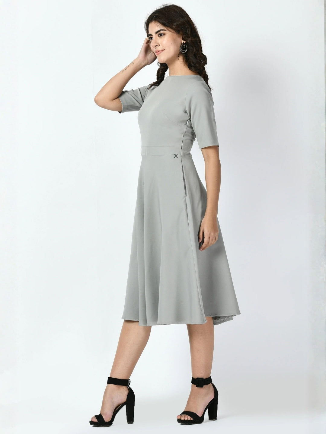 Exude Epitome Classic A-line Dress Grey Dresses