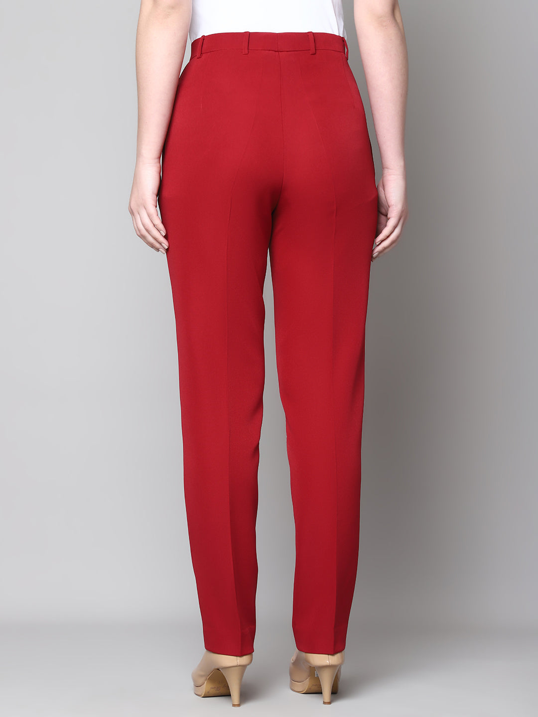 Exude Empathy & Edge Straight Fit Trouser Red Trousers