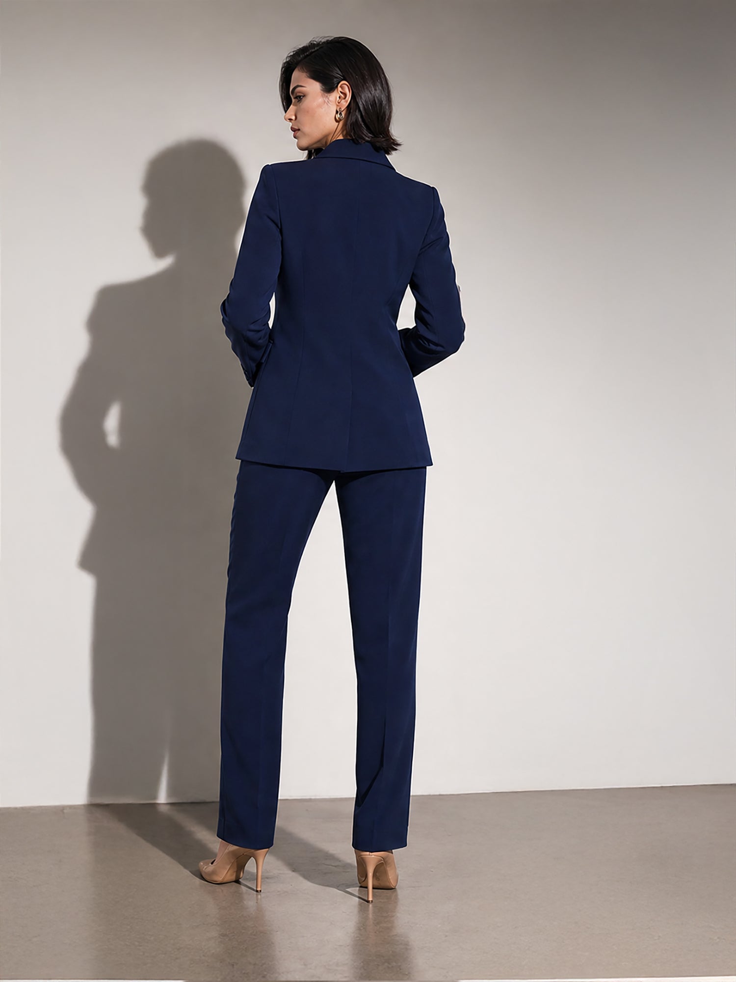 Exude Radiant Reverie Blazer Suit with Trousers (Navy)