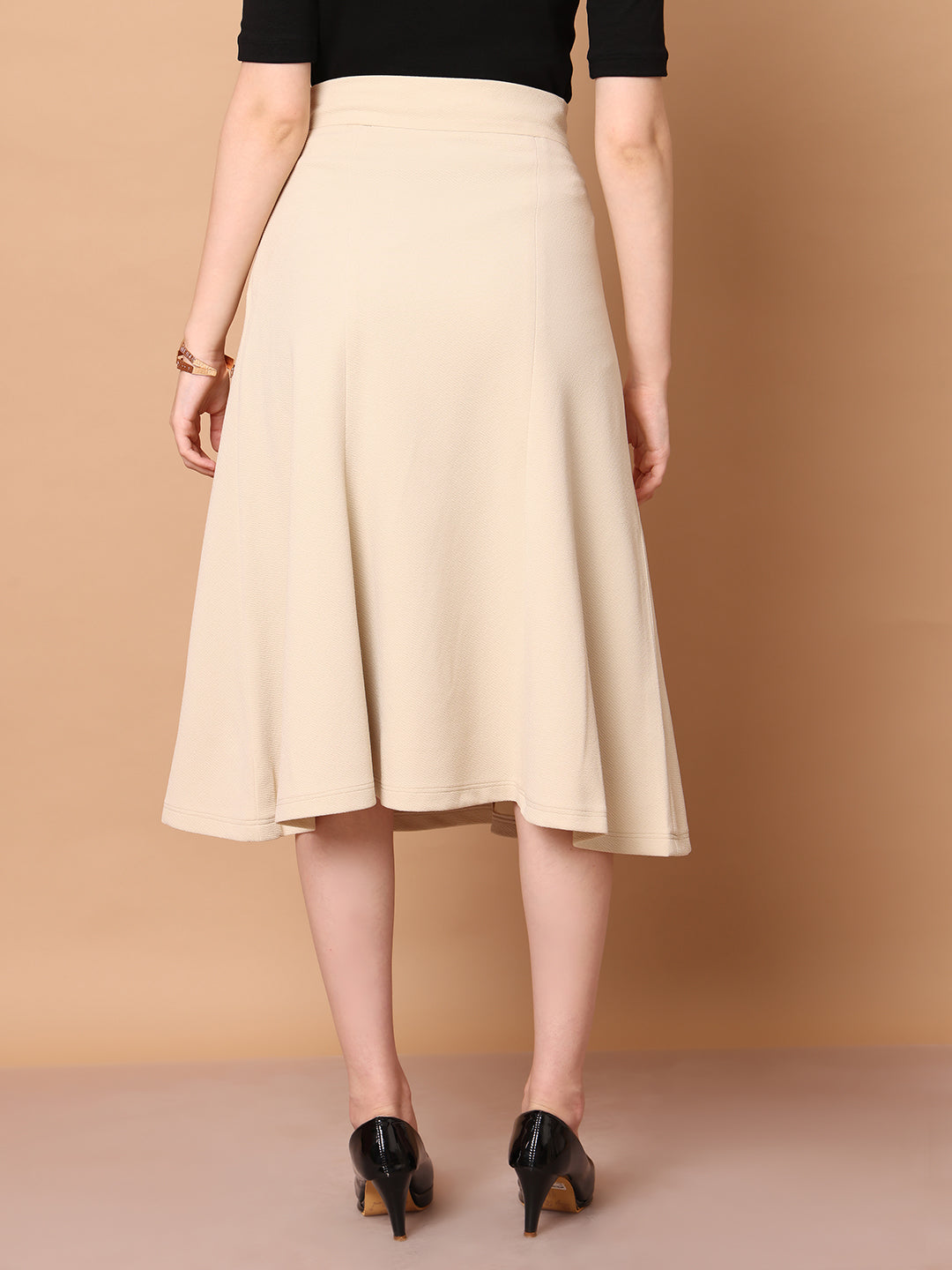 Exude Victory A-line Midi Skirt Beige