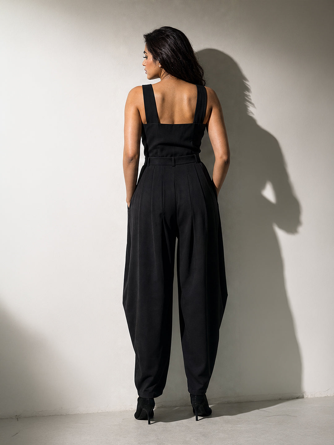 Black Draped Balloon Trousers