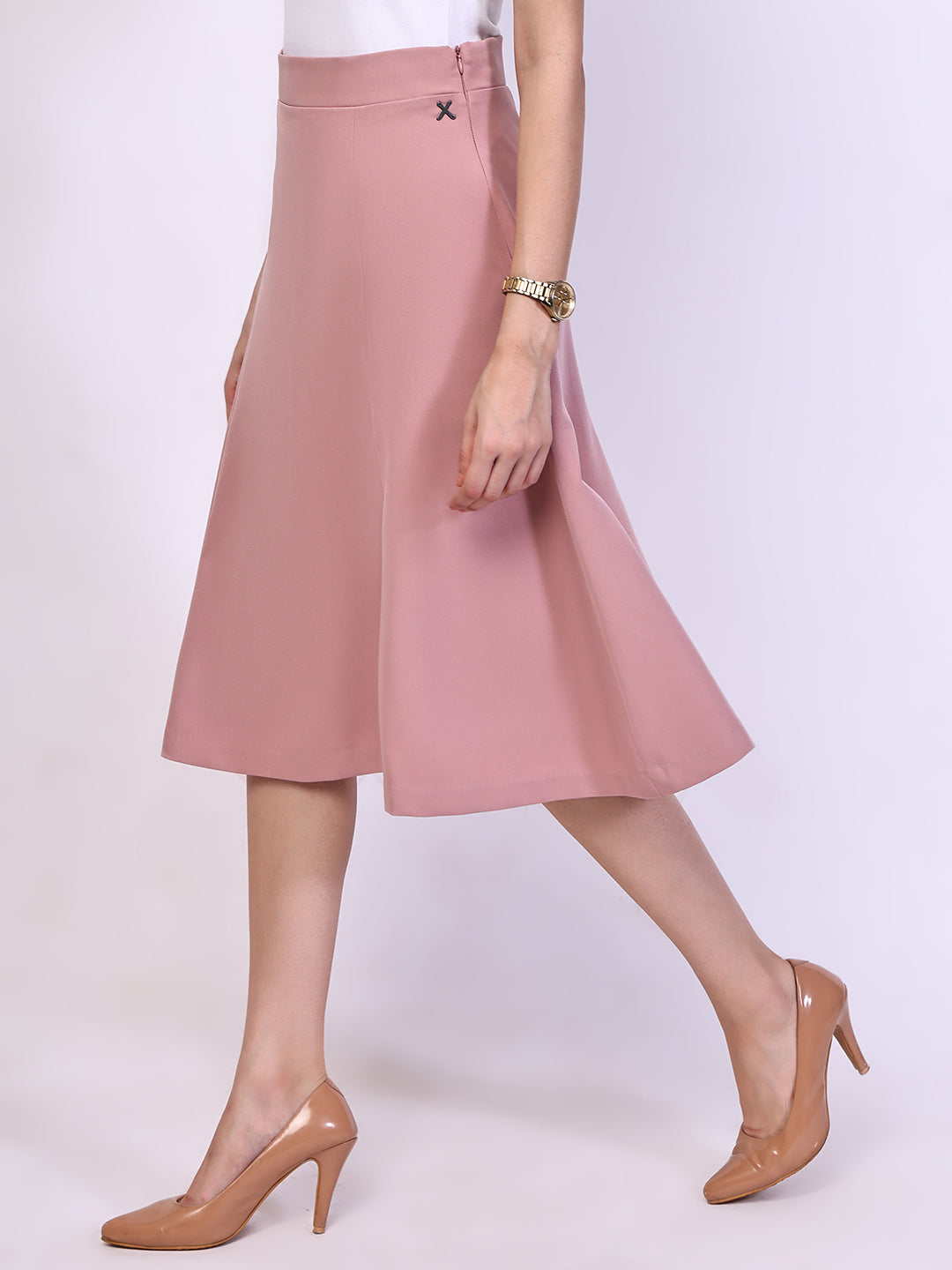 Exude Loyalty Solid A-line Skirt Dusky Pink Skirt