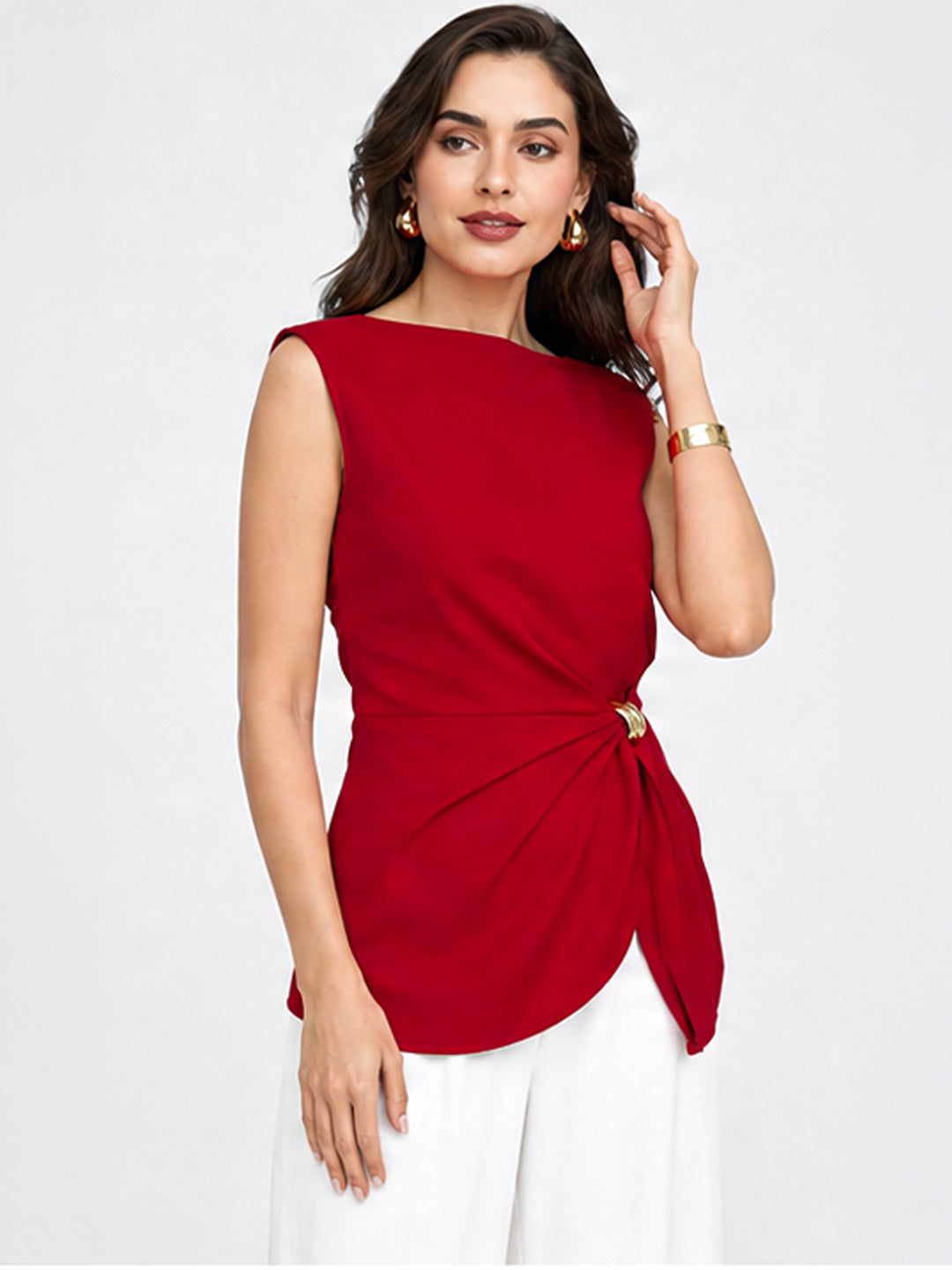 Scarlet Drape Detail Sleeveless Top