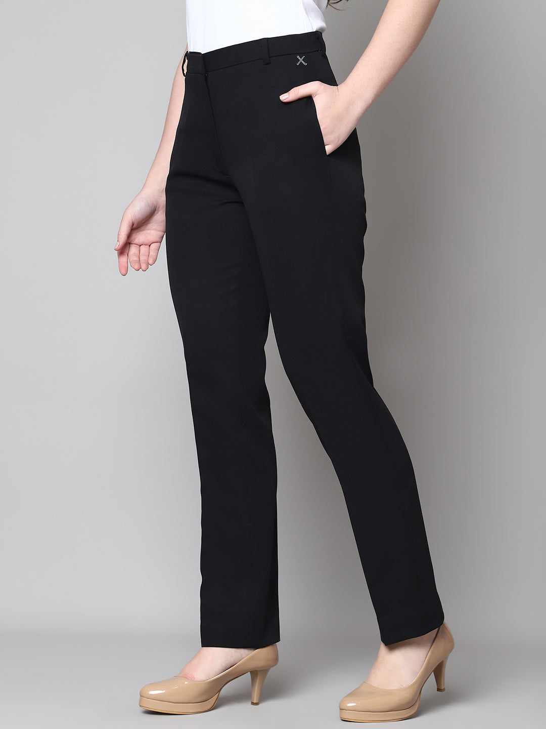 Exude Empathy & Edge Straight Fit Trouser Black Trouser