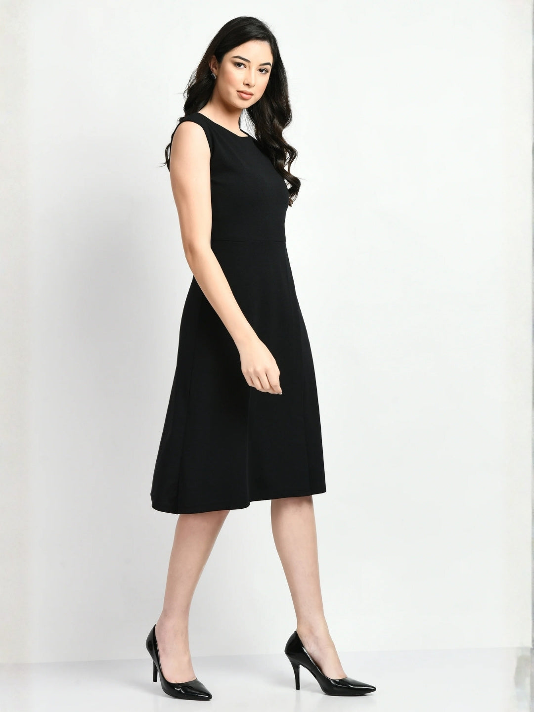 Exude Pride A-line Wrap Dress Black Dresses