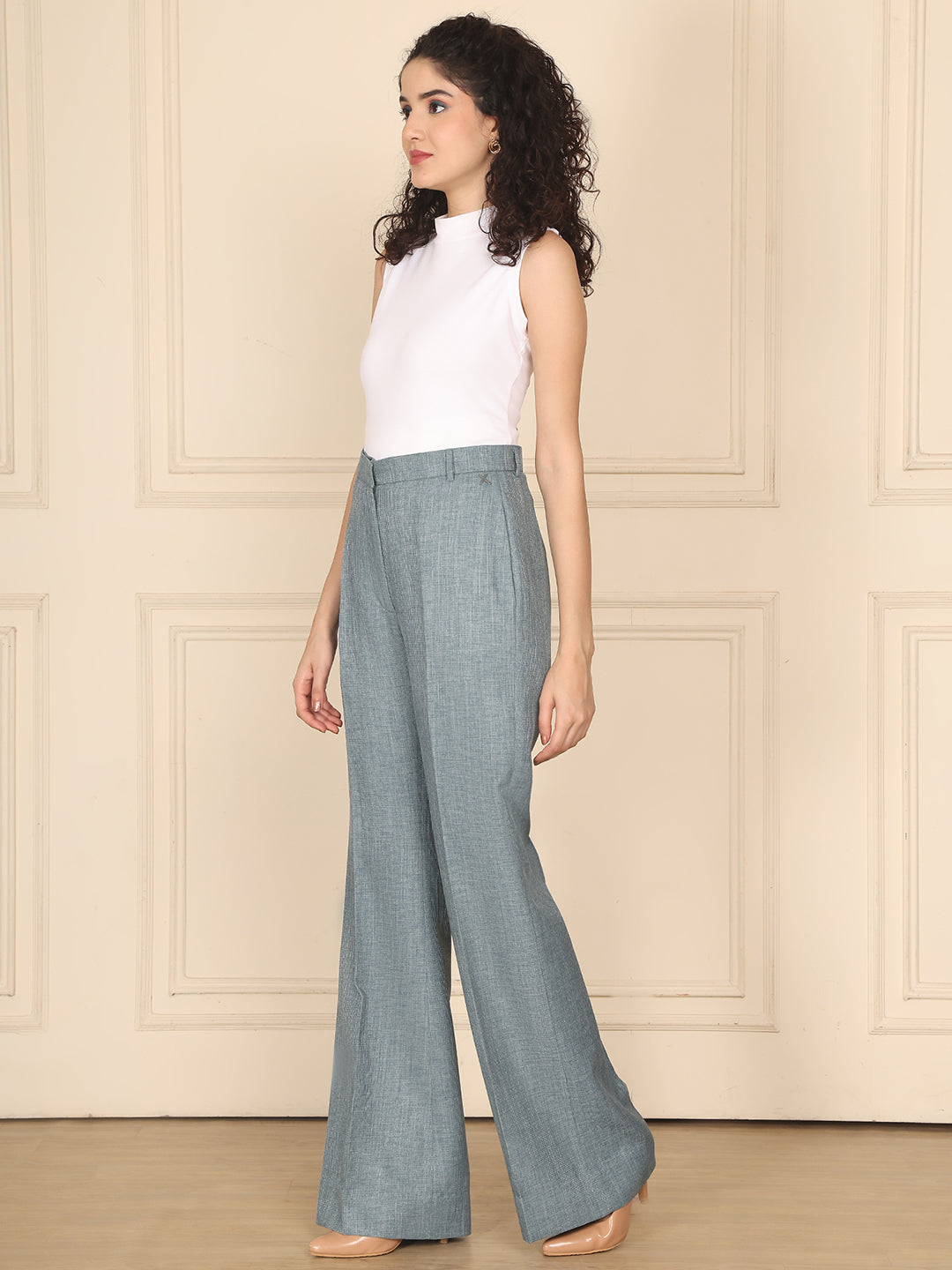 Exude Linen Ease Trouser Cyan