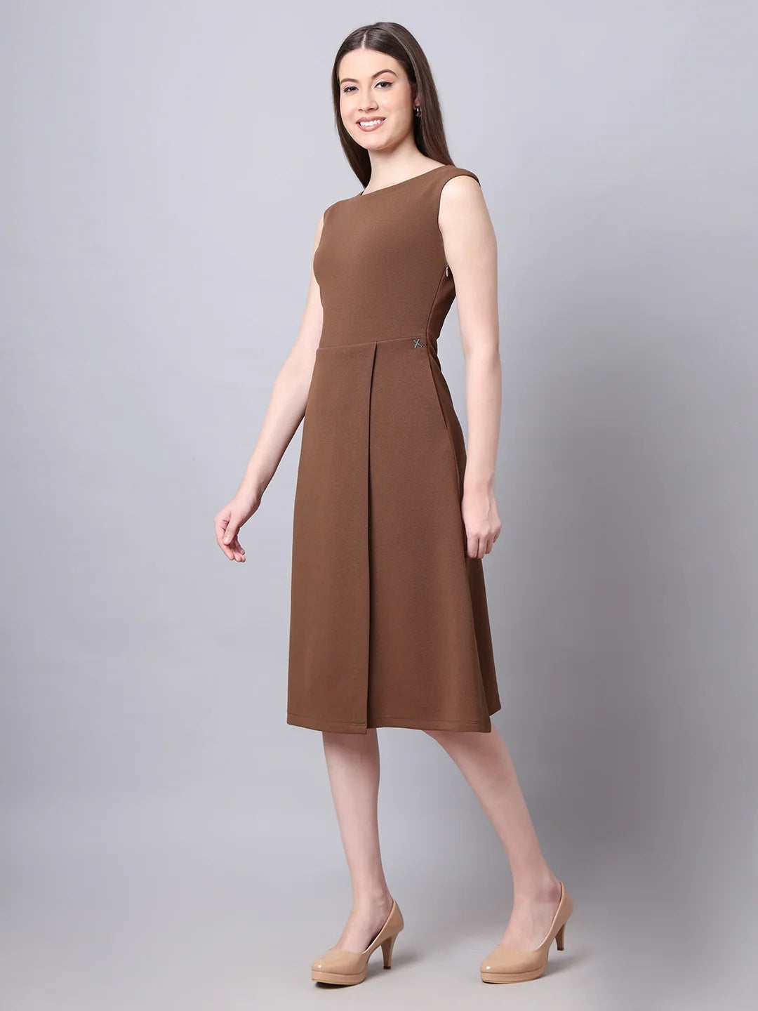 Exude Pride A-line Wrap Dress Coffee