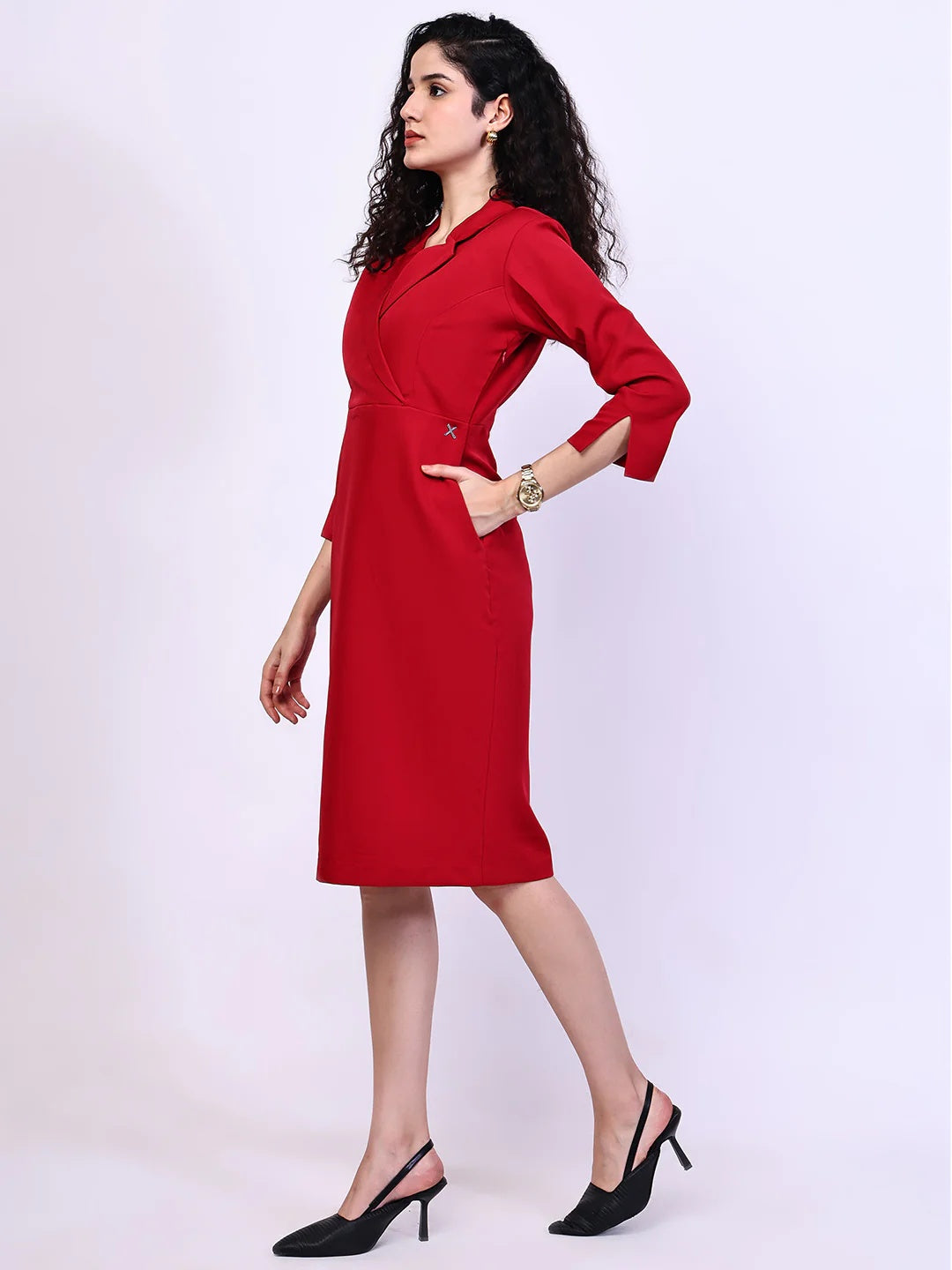 Exude Wonder Blazer Sheath Dress Red