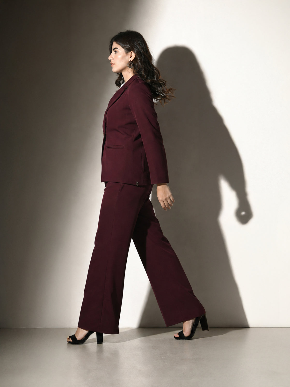 Exude Vitality Formal Blazer with Bootcut Trousers (Wine)
