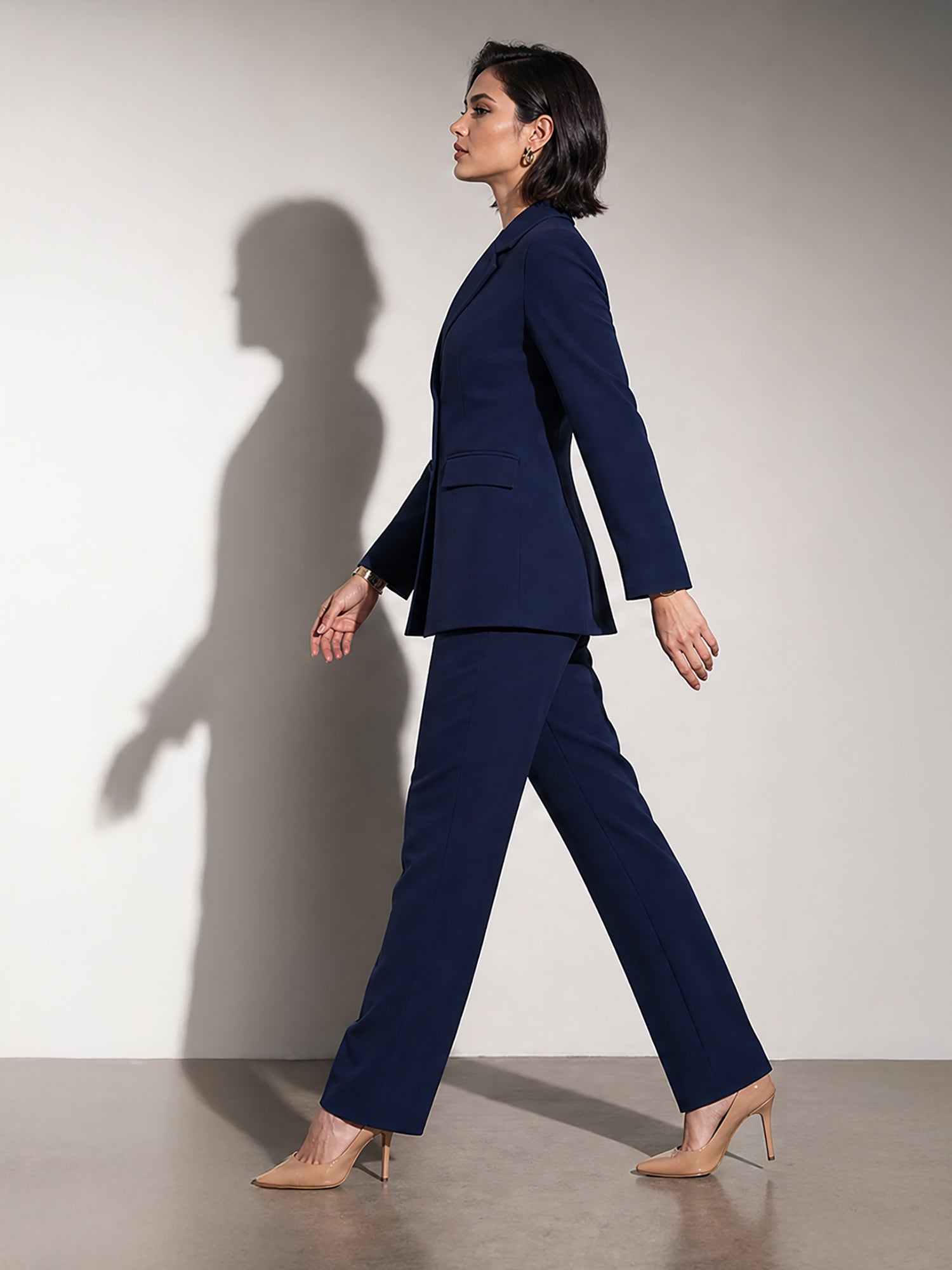 Exude Radiant Reverie Blazer Suit with Trousers (Navy)