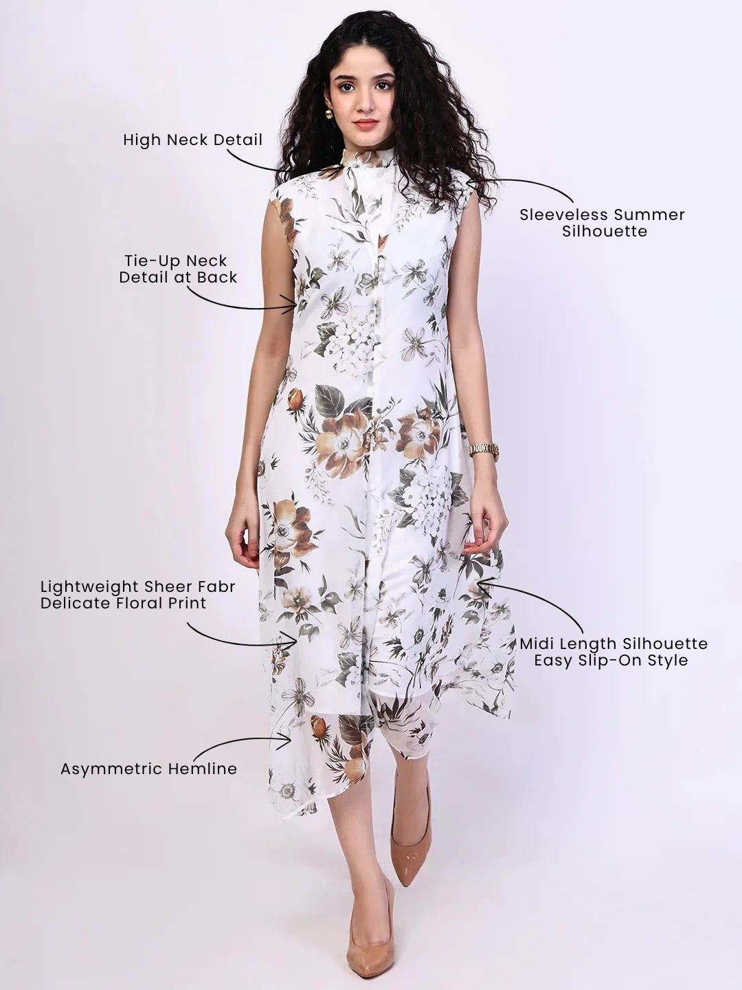Exude Vibrance Open Back Midi Dress (White)
