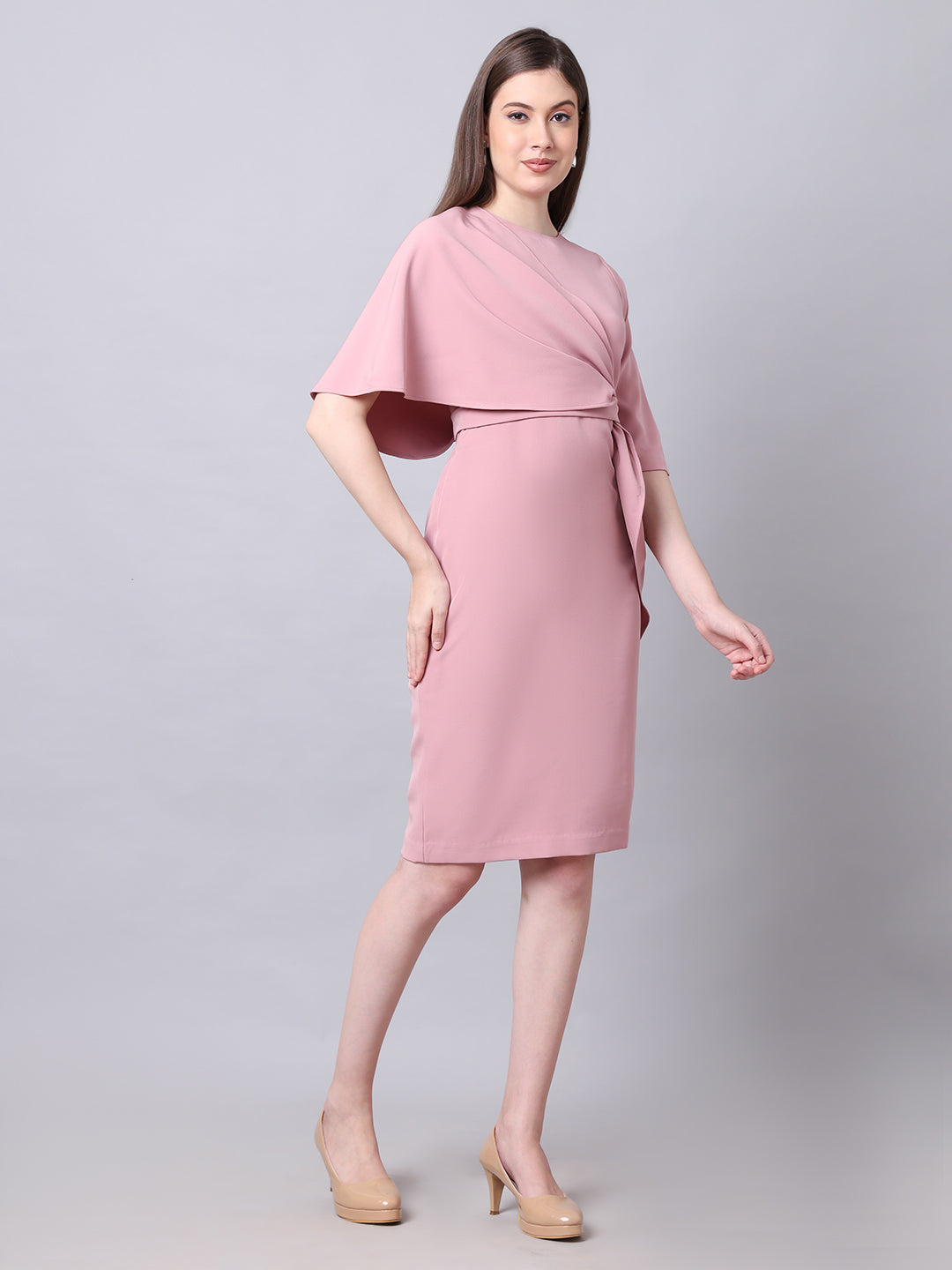 Exude Incandescent Draped Dress Dusty Pink Dresses