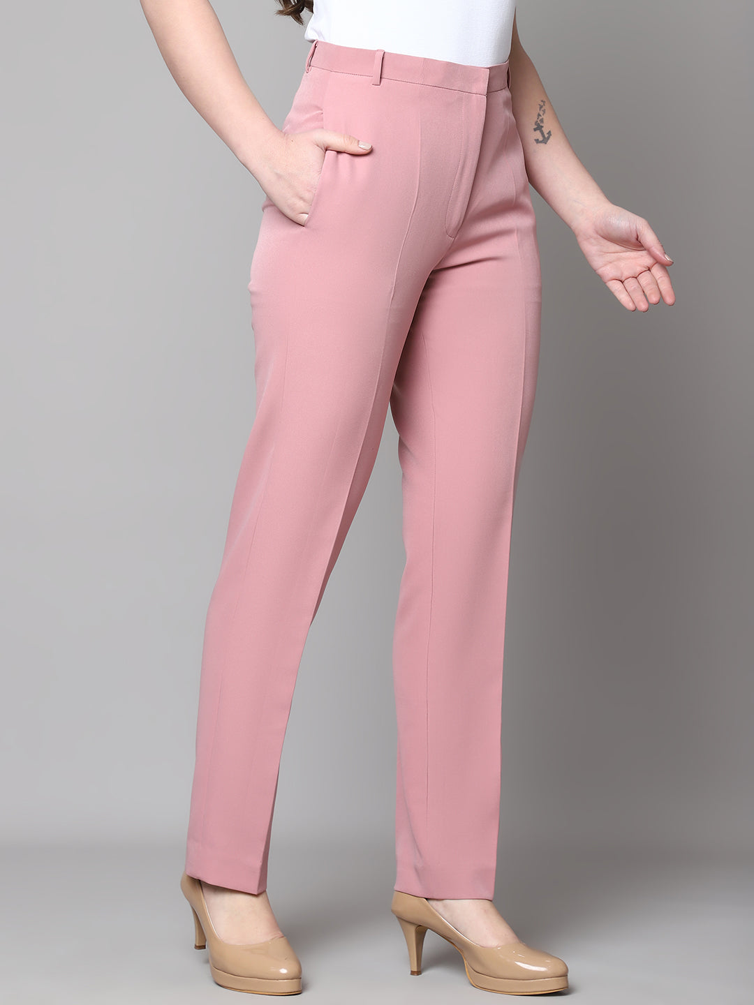 Exude Empathy & Edge Straight Fit Trouser Dusty Pink