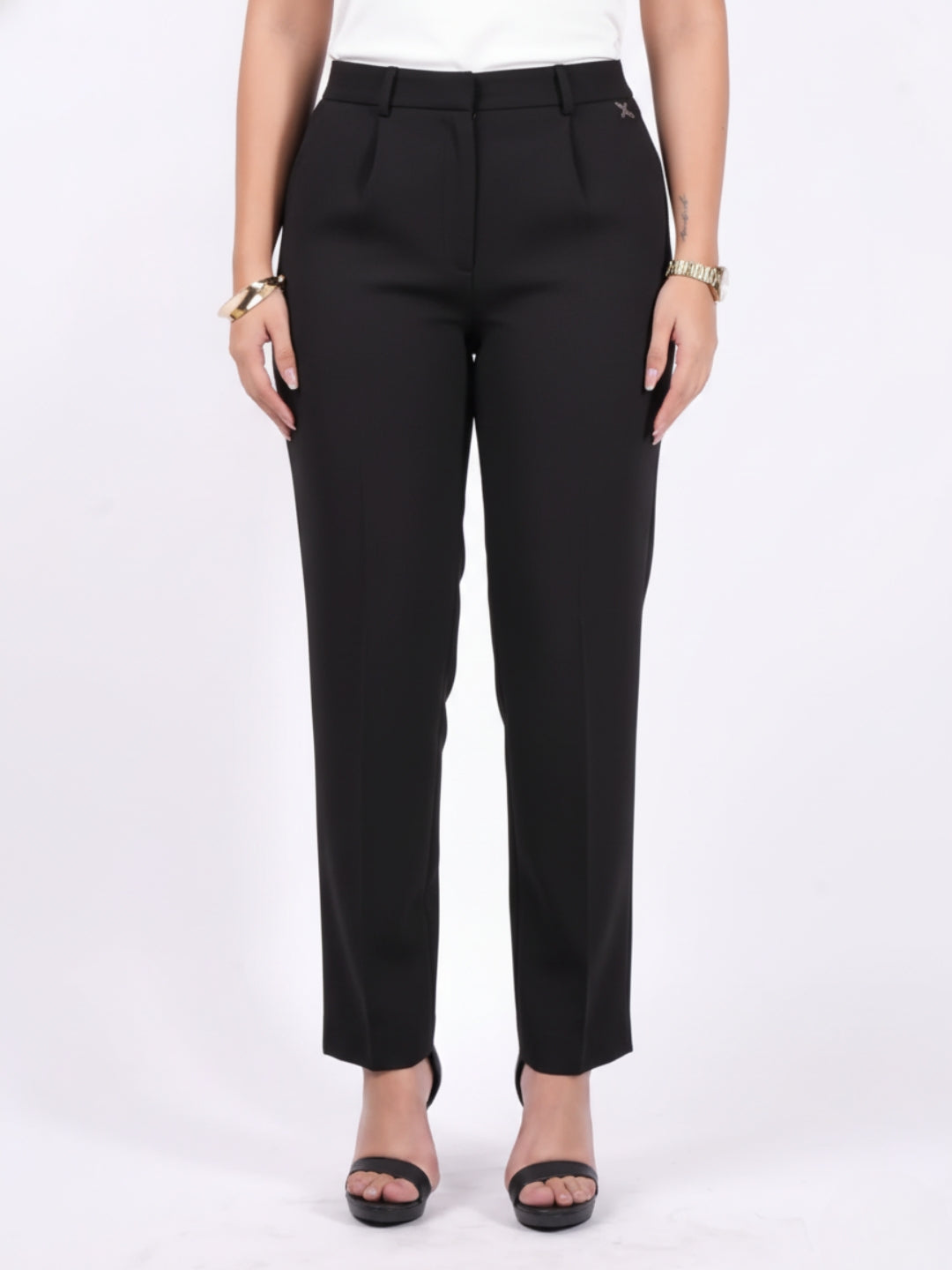 Exude Black Tapered Straight Pants Trousers