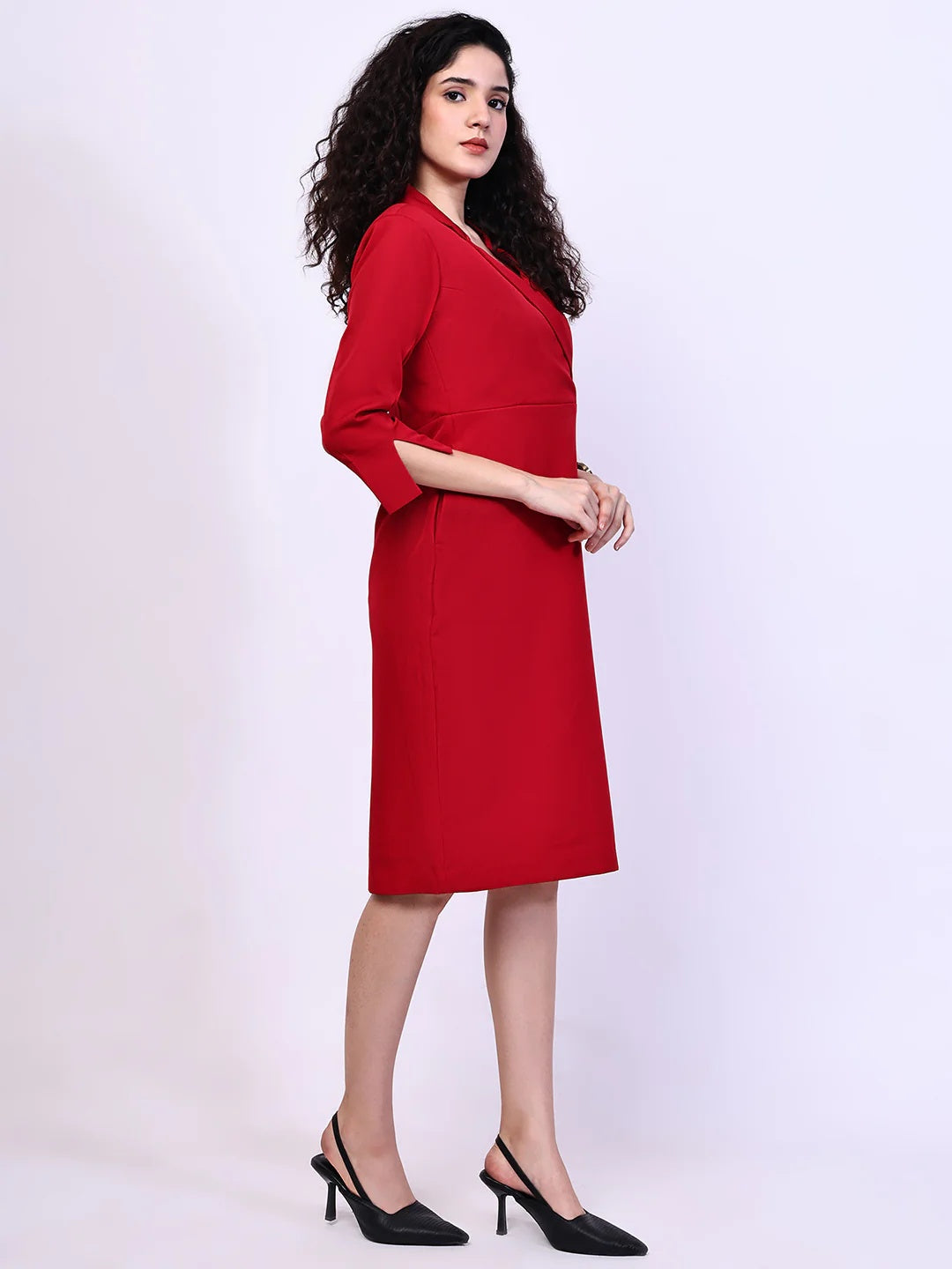 Exude Wonder Blazer Sheath Dress Red