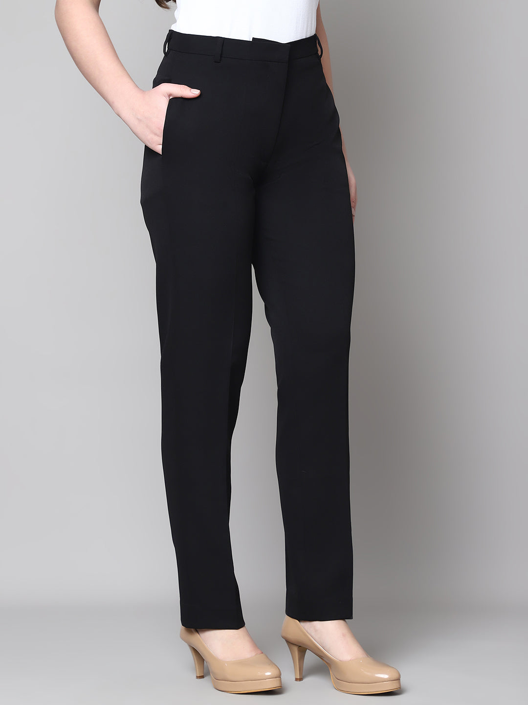 Exude Empathy & Edge Straight Fit Trouser Black Trouser