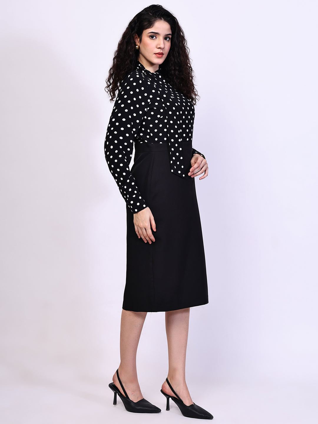 Exude Polka Dots Drape Dress