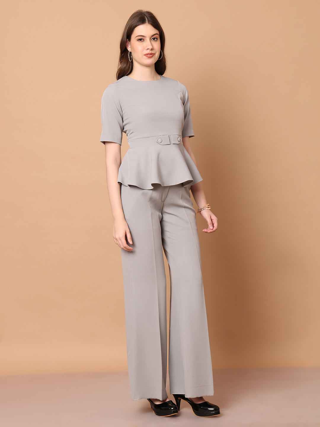 Exude Chic Revolution A-line Top Grey Tops