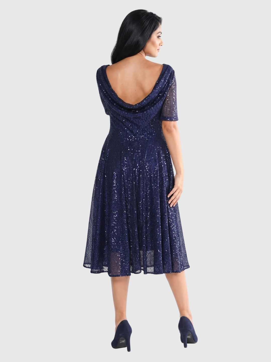 Exude Midnight Spark Sequin Mesh Dress