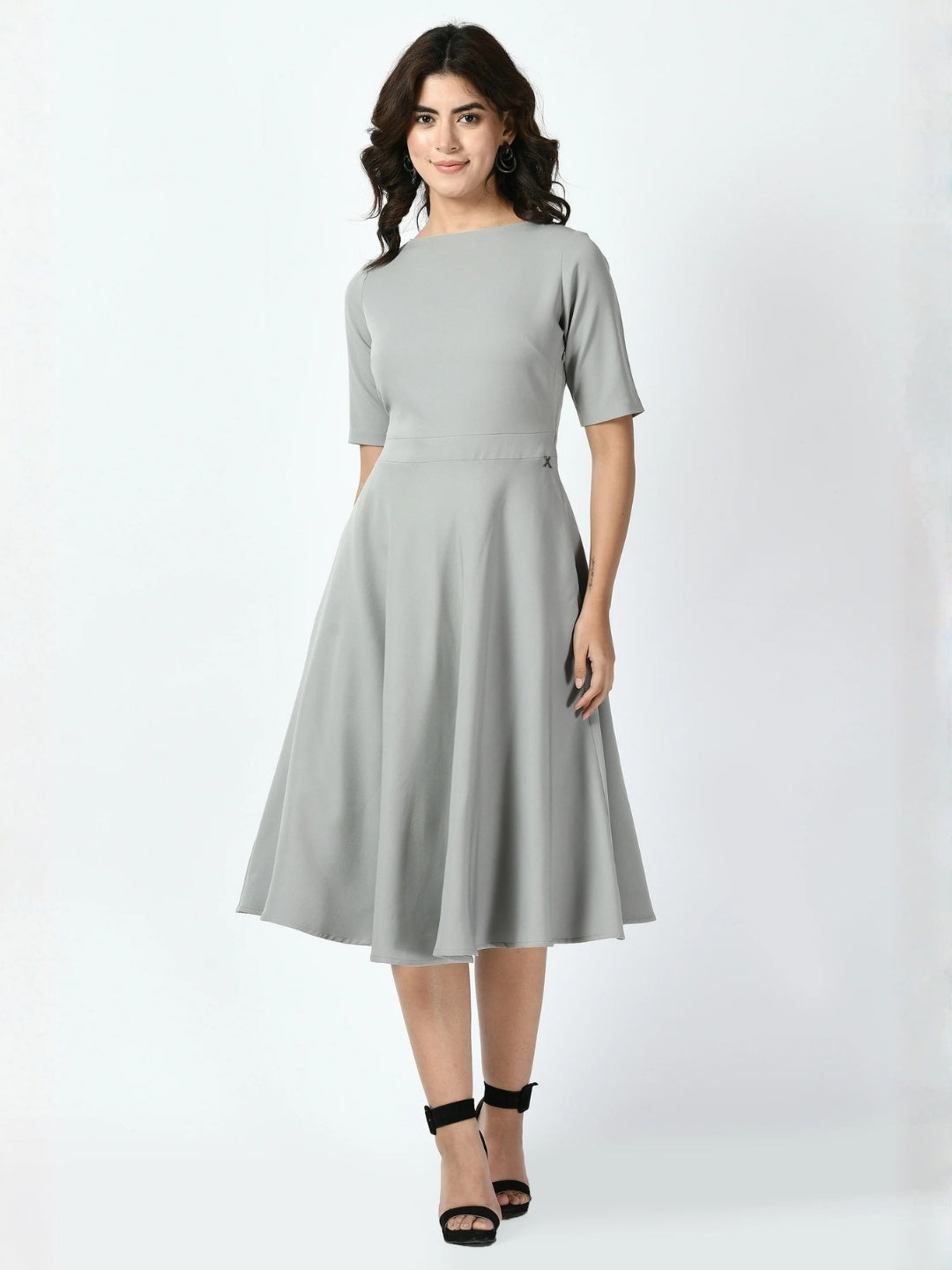 Exude Epitome Classic A-line Dress Grey Dresses