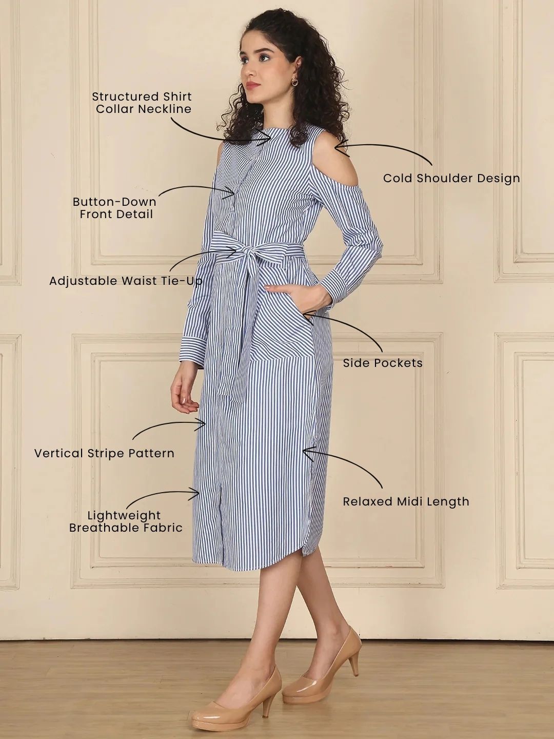 Exude Linen Stripe Dress
