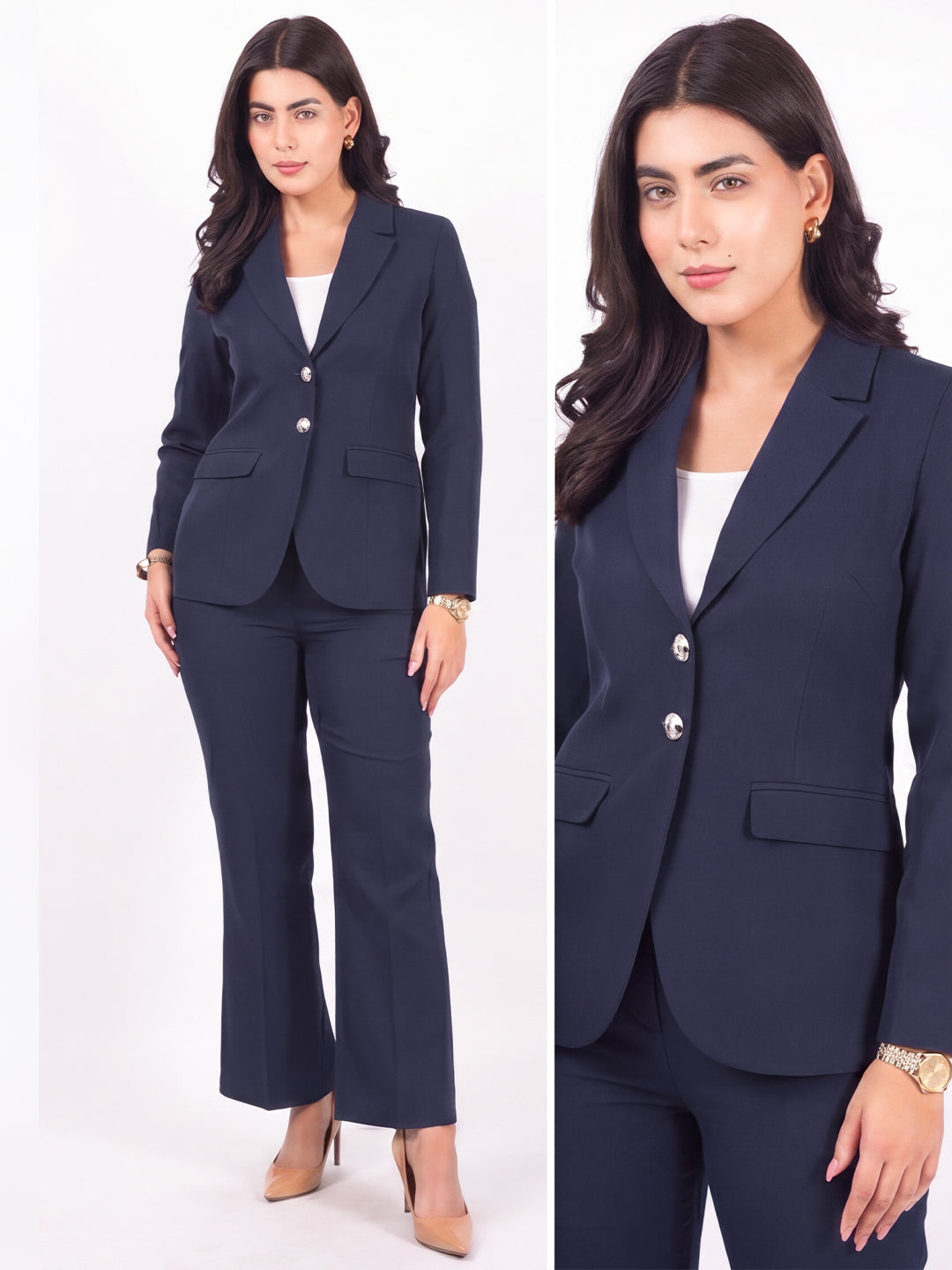 Exude Bold Vision Blazer set with Bootcut Trouser (Navy)