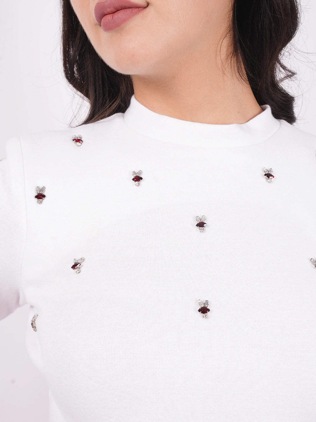 Exude Embellished Rib Knit Top T-Shirts
