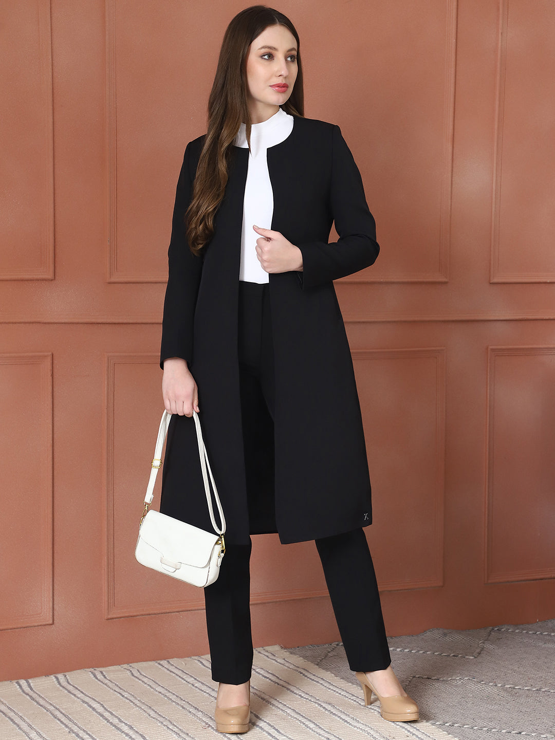 Exude Phoenix Rising Long Blazer and Straight Fit Trouser Black Suit