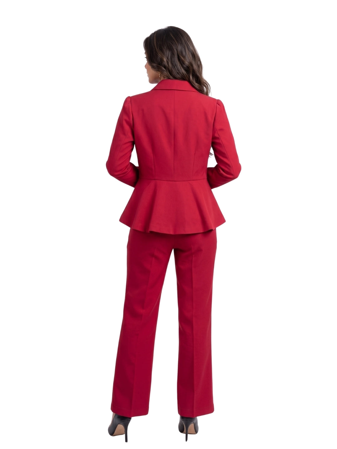 Exude Scarlet Bloom Embroidered Blazer Set