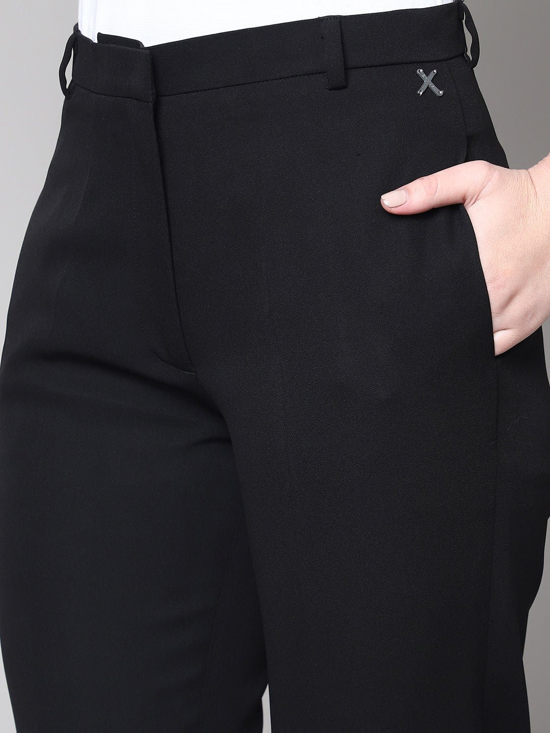 Exude Empathy & Edge Straight Fit Trouser Black Trouser